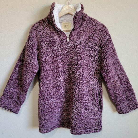 NWOT Fantastic Fawn Two Tone Zip Up Front Sherpa Burgundy and White Swea… - Picture 1 of 5